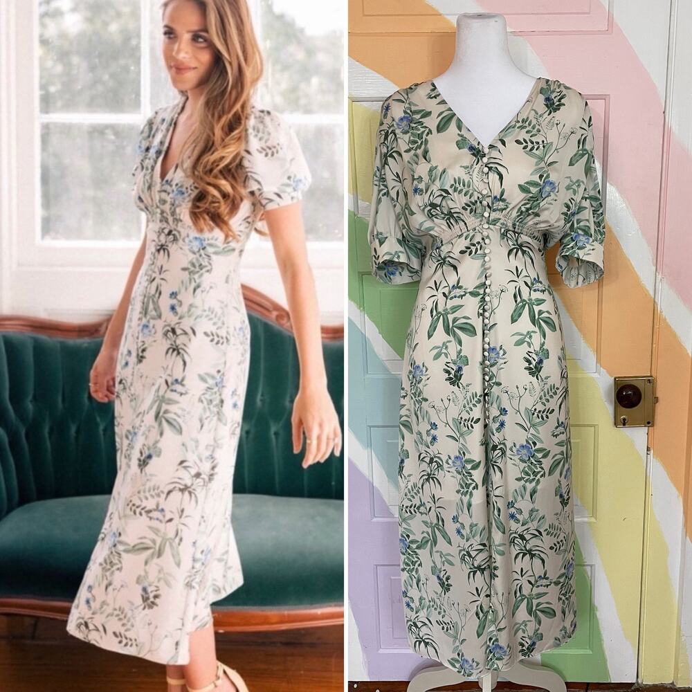 ✨Gal Meets Glam Lauren Botanical Garden Floral Button Romantic Dress Sz 16
